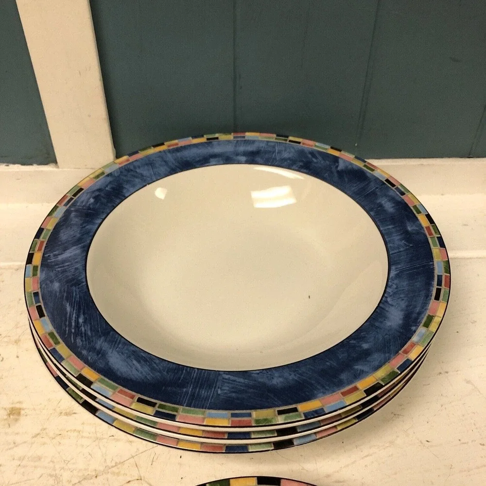 6 Pc PTS INTERNATIONAL INTERIORS FANTASIA Stoneware 3 Soup Bowl + 3 Dessert‎